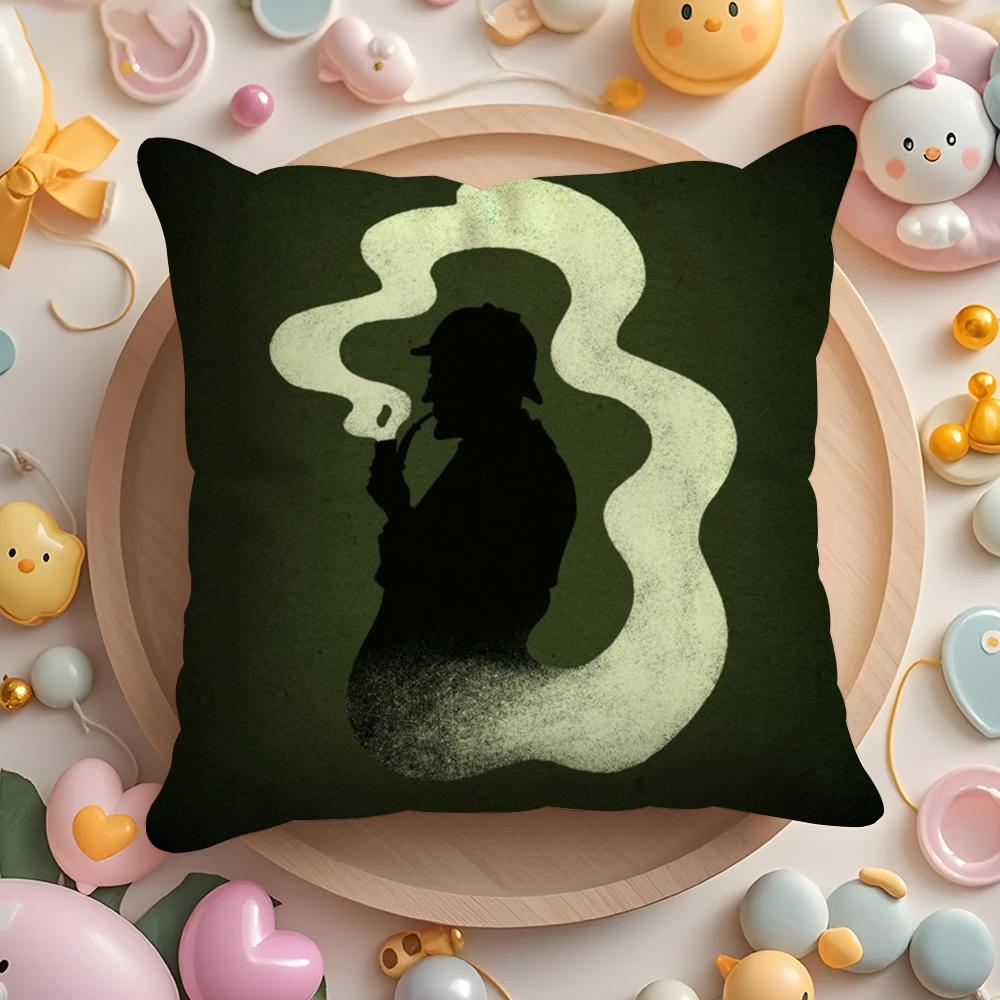 S-Sherlock H-Holmes Cushion Cover Short Plush Double-Sided Printing Home Machine Washable In Warm Winter Pillow Case