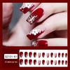 3D Camellia Wine Red Glitter Wearable Nails
