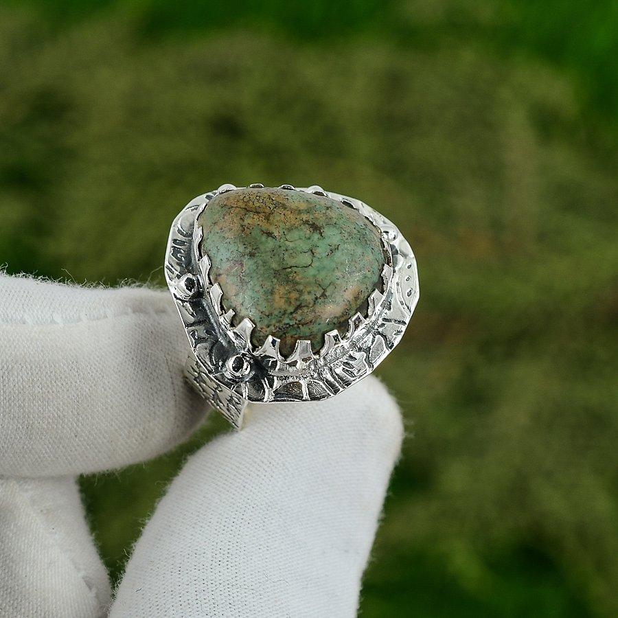 Распродажа ко Дню Матери Тибетский Бирюзовый Камень Серебро 925 Пробы Кольцо-Солитер в Стиле Бохо Ювелирные Изделия 9