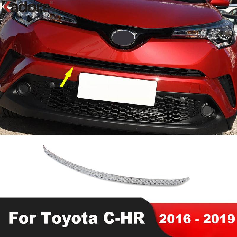 Front Center Grille Grill Cover Trim For Toyota CHR C-HR 2016 2017 2018  Chrome Car Racing Grills Molding Strip Accessories