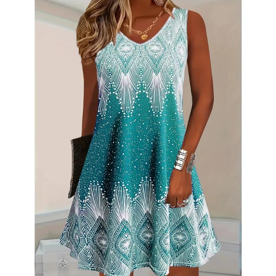 Dámské oblečení velikosti 3XL Plus Size, Street fashion mini šaty s 3D potiskem, Letní bez rukávů, Kulatý výstřih, Volné, Ležérní dámské šaty