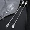 304 Stainless Steel Long Handle Bar Spoon Dual-purpose Mixing Fork Ice Cocktail Coffee and Tea Tableware Spoons Kitchen Dining