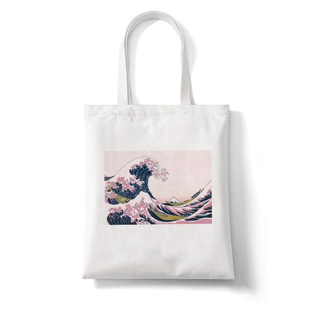 Women Shopper The Great Wave Kanagawa Printed Tote Bag High Capacity Harajuku Handbag Girl Shoulder Shopping Bag Lady Canvas Bag