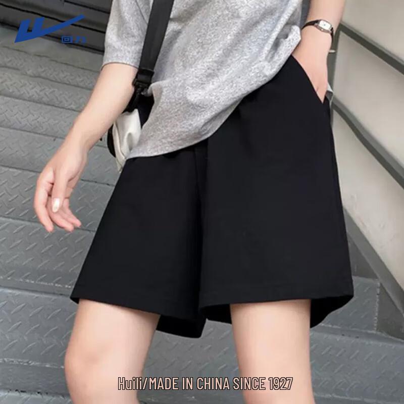 

Huili Women s Black Casual Mid-Length Summer Shorts 2XL