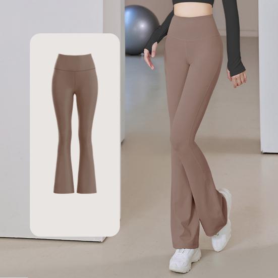 Women High Waisted Flaring Leggings Tummy Control Hip Lifting Yoga Pants Stretch No Front Seam Bell Bottoms Workout Trousers
