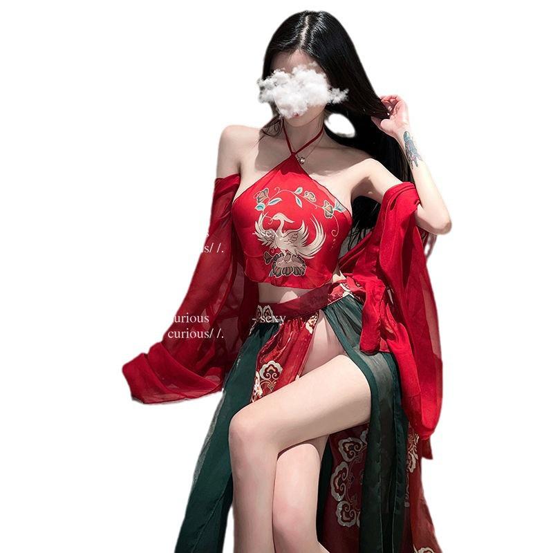 Elegant Embroidered Hanfu Lingerie Set: See-Through Classical Court Style Skirt