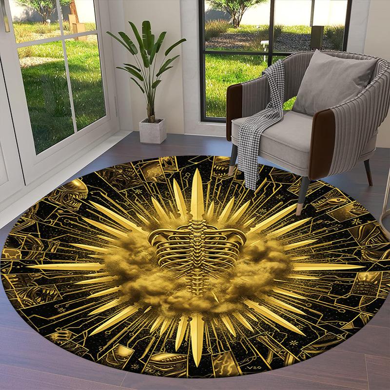 Vortex Crossing Gate Round Area Rug,Carpet Rug for Living Room Bedroom Sofa Playroom Decor,Non-slip Floor Mat