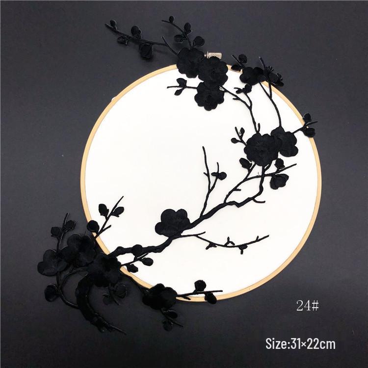 Plum Blossom Embroidery Cheongsam Patch - Chinese Style Decorative Flower Cloth Embellishment