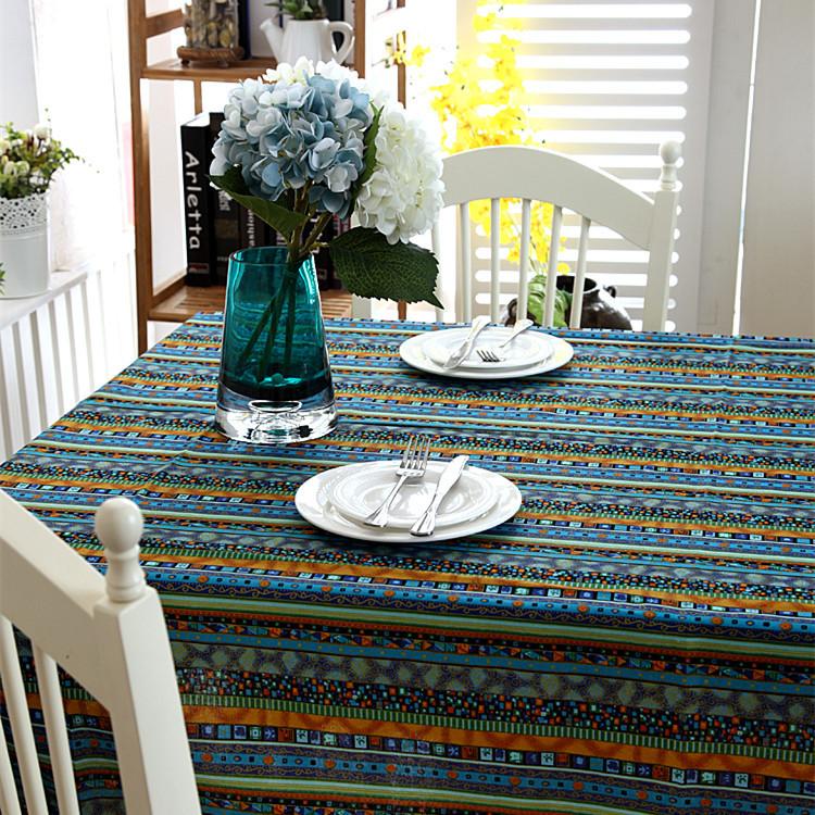 

South East Asia Famous Style Bronzing Striped Cotton And Linen Lace Tablecloth Coffee Table Tablecloth Table Cloth 90X90CM