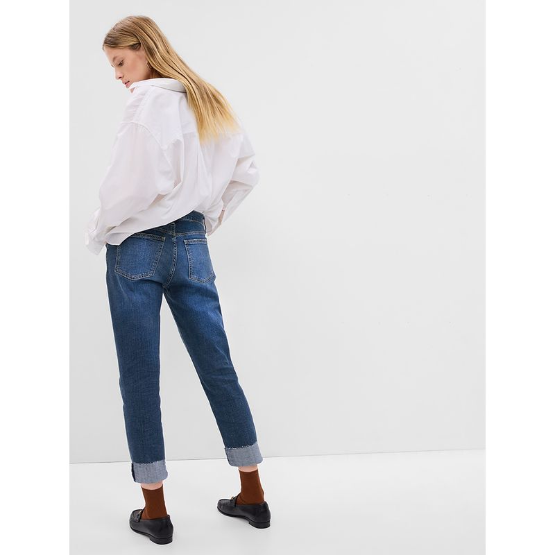 20% Off for 2 Pieces Export Export Usa Spring & Fall Cut Edge High Elastic Girlfriend Plus Size Blue Flanging Straight-leg Denim Length