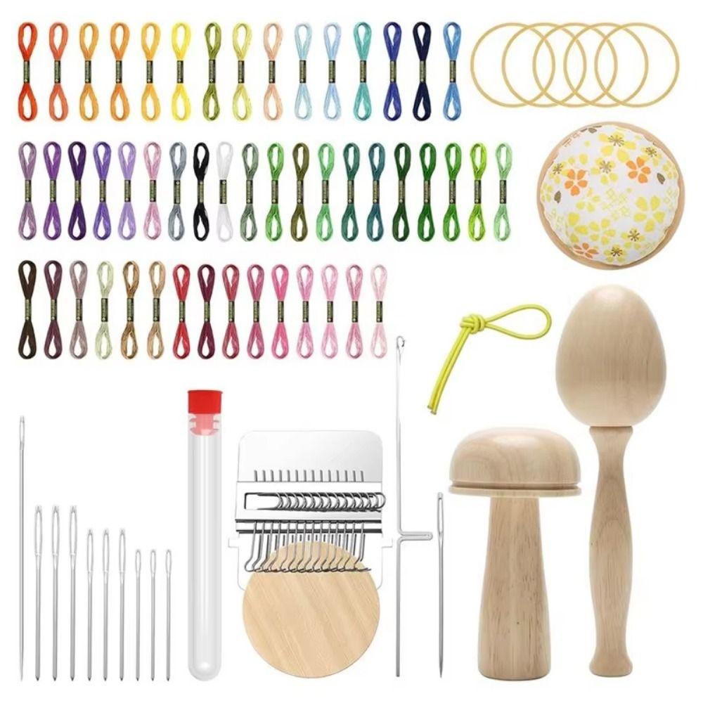 DIY Crafts Sock Darning Kit Egg/Mushroom Shaped Portable Darning Egg for Socks Wooden Base Weaving Loom