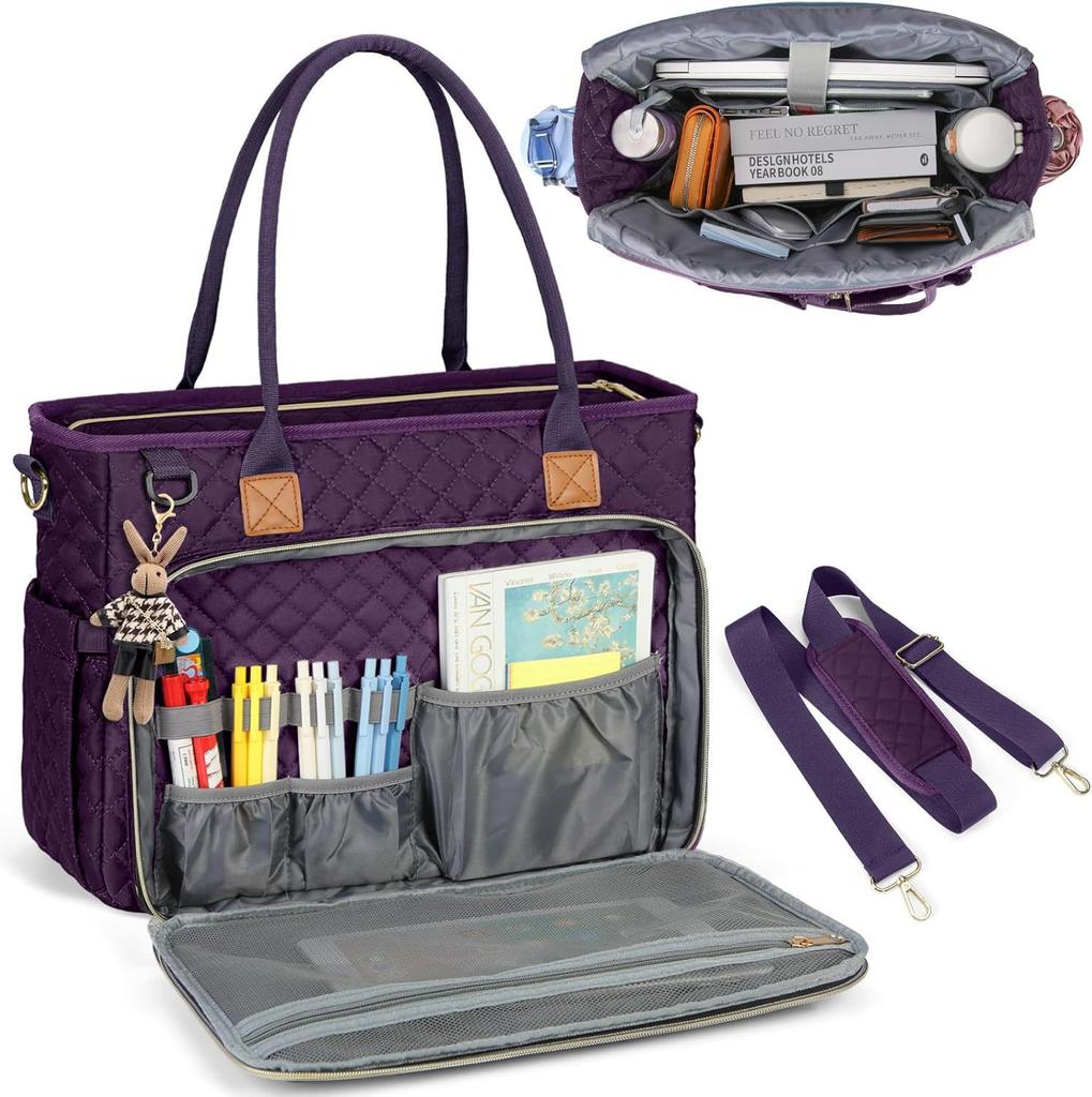Multi Functional Teacher Handbag Large Capacity Portable Laptop Document Storage Bag Multi Purpose Durable Shoulder Bag