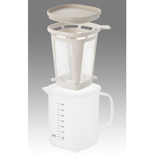 Yoshikawa Easy Microwave Dashi Stock Pot, 1000ml, with Lid, Strainer, and Graduations, Made In Japan, 1106146