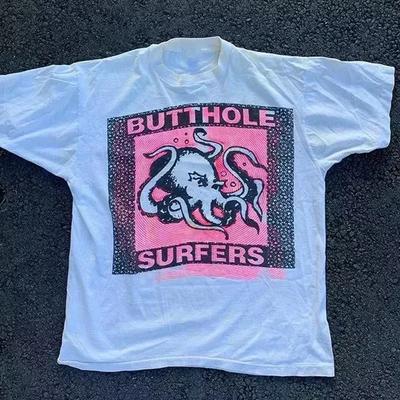 Butthole Surfers Banda Camiseta Blanca Manga Corta Talla Completa S-5XL Camiseta de Hombre Negra Casual Cuello Redondo Camiseta de Algodón