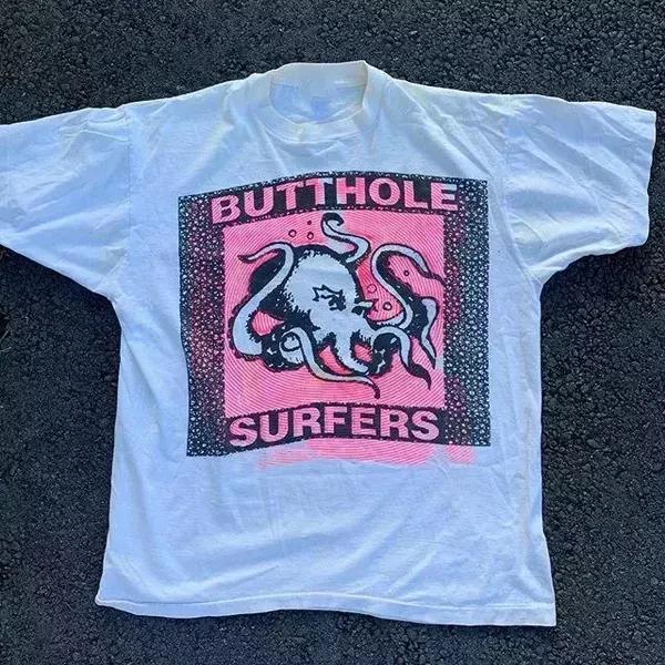 

Футболка с коротким рукавом белая группа Butthole Surfers полный размер S-5XL мужская футболка черная повседневная с круглым вырезом хлопковая футболка 4XL