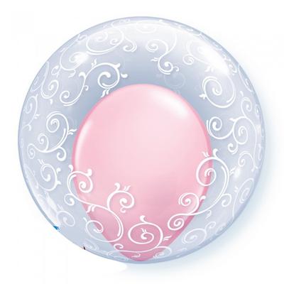 Qualatex 24 Inch Deco Fancy Filigree Single Clear Bubble Balloon