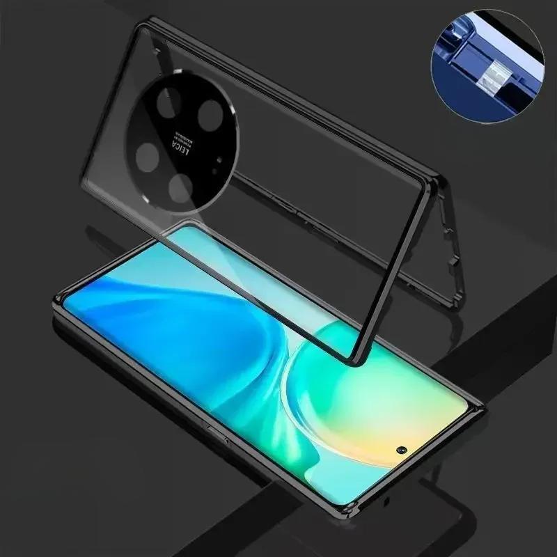 

Для Xiaomi 15 Ultra Metal Frame Full Protection Case для Mi 14 Pro Ultra Magnetic Adsorbing Двусторонняя крышка из закаленного стекла For Xiaomi 15 Ultra чёрный