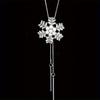 Fashion Women's Elegant Charm Necklace Snowflake Shaped Rhinestones Inlay Faux Pearls Pendant Dangle Long Necklace Adjustable Tassel Sweater Chain