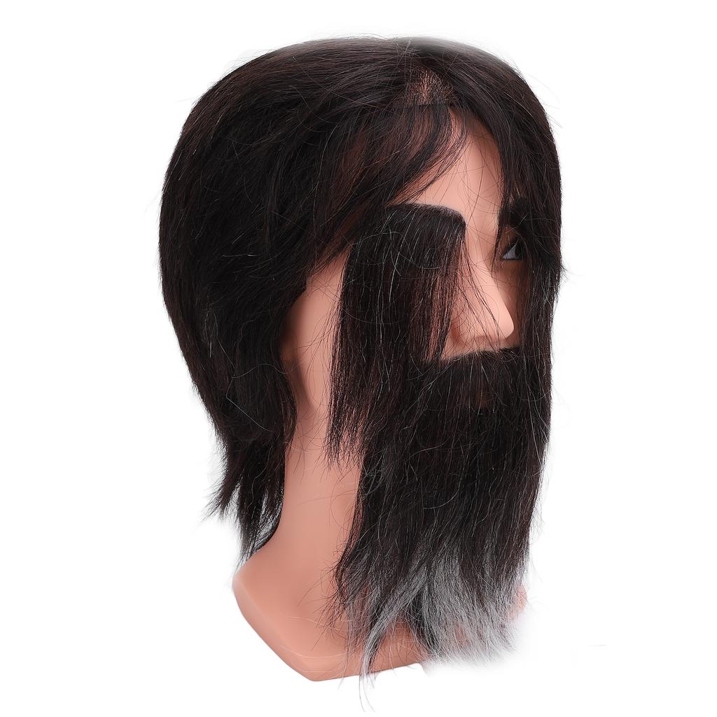 Cabeza de maniquí masculino de barbero, cabeza de maniquí de entrenamiento, cabeza de maniquí reutilizable para hombre con barba para belleza S