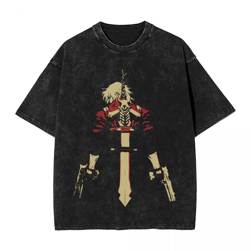 Devil May Cry T Shirt Washed Oversized Streetwear Hip Hop Vintage TShirts for Men Women Clothing Short Sleeve Cotton Tee Shirt