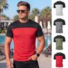Men's Crew Neck Spliced Short Sleeve T-Shirt, Breathable Casual Multi Color Tops for Men