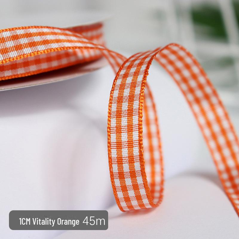 1cm Solid Color Plaid Ribbon for Cake Box Packaging and Decoration