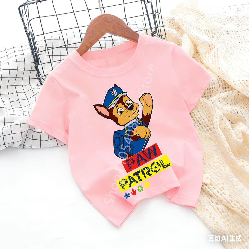 Kids Paw Patrol Cartoon Graphic Baby T Shirt Cotton Casual Short Sleeve Tee Boys and Girls 2026 Summer Toddler Clothing Tops