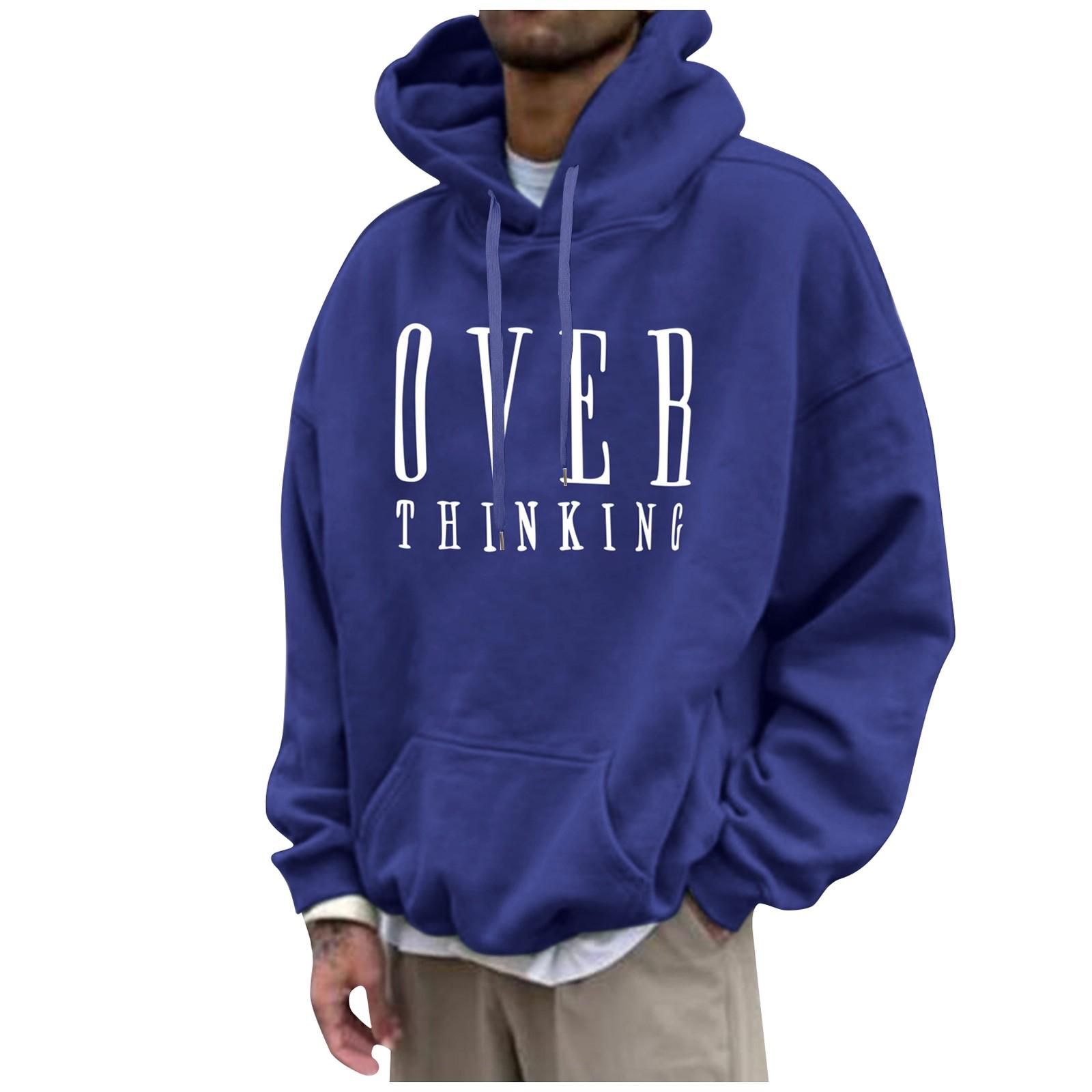 Мужские однотонные свободные толстовки с буквенным принтом и заниженными рукавами — фото 12