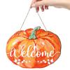 12x9in Fall Wooden Pumpkin Hanging Welcome Door Sign with Rope Thanksgiving Door Hanger Door Decor for Store Kitchen Door Wreath