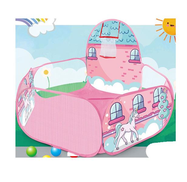 

Палатка для бассейна из полиэстера с шариками в виде розового единорога - 1 шт., легко складывается, дизайн в стиле океана, игрушечный бассейн с шариками - прочный игровой домик для использования в помещении и на улице