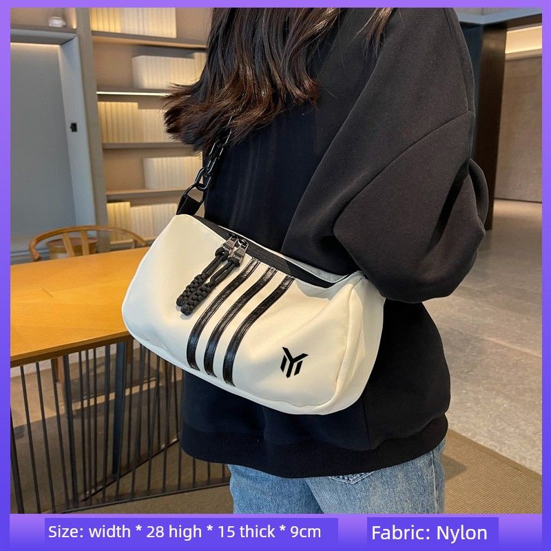 

Nyck Joint Name Trendy Brand Shoulder Bag Large Capacity Casual Easiest for Match Female 2025 New Arrival Minimalist Striped Fashion Underarm Bag 1079-creamy-white Upgrade