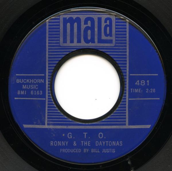 

7inch Record RONNY & THE DAYTONAS - G.T.O. / Hot Rod Baby 481 Mala 1964 US Rock Used