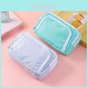 Basic Polyester Three Layer Pencil Case With Clear Window For Students And Office Use