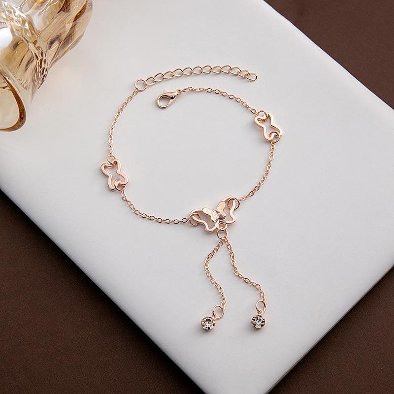 Hollow Butterfly Anklet Adjustable Chain Beach Style Foot Bracelet Lightweight Metal Charm Jewelry for Women Girls Summer Accessories