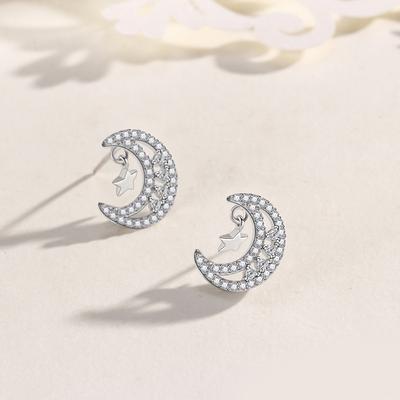 Earrings Star Moon Earrings Women's Diamond Star Korean Edition Niche Design Sense Ins Style Earrings