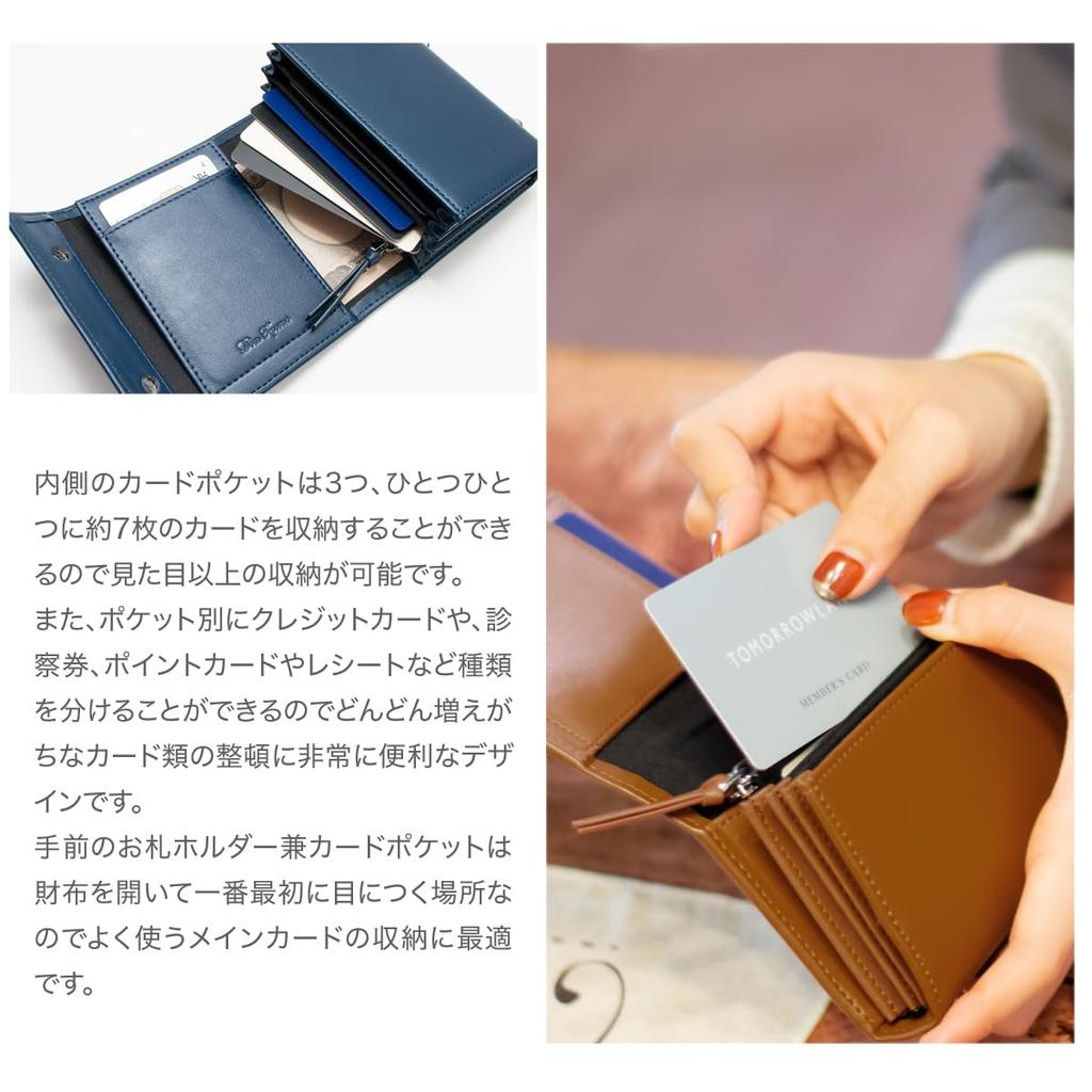 [Dom Teporna] Bi-fold Wallet for Men, Leather, Cowhide, Large Capacity, L-shaped Zipper, Small Wallet, Mini Wallet, Compact, Brown