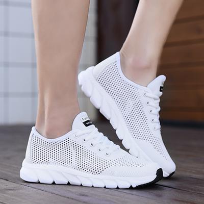 Summer New Women's Shoes Big Size Breathable Korean Version Versatile Lace Up Hollow Mesh Casual Shoes