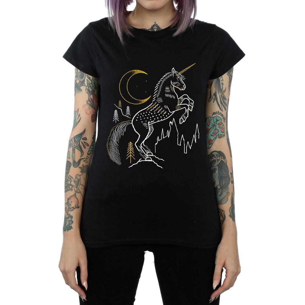 Harry Potter Womens/Ladies Unicorn Line Art Cotton T-Shirt