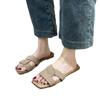 Women Flats Slippers Women Summer Trend Comfortable Square Open Toe Sandals Ldies Lightweight Non Slip Beach Slides Flip Flops