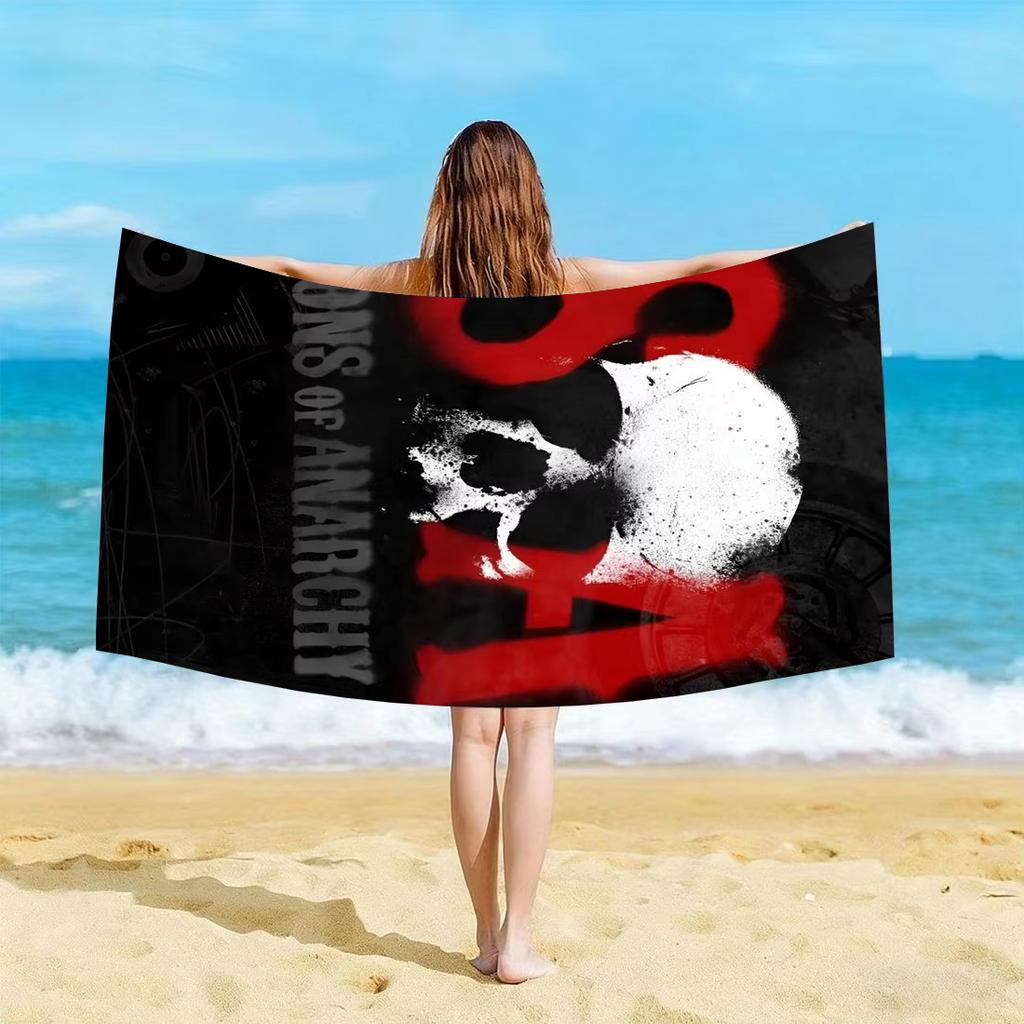 S-Sons of Anarchy SA Beach Towel Microfiber Quick Dry Motorcycle Drama Bath Towel For Pool Beach Travel Biker Series Fans Gift