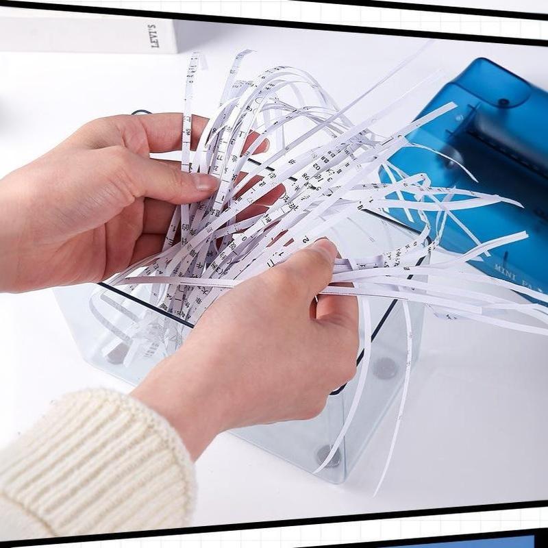 Portable Mini Manual Paper Shredder With Hand Crank Clear Waste Bin For Home Office Use