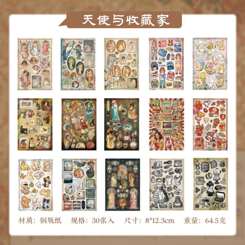 

30 Pcs Vintage PET Die Cut Sticker Book DIY Scrapbooking Album with Paradise & Food Decorative for Retro INS Diary Stickers