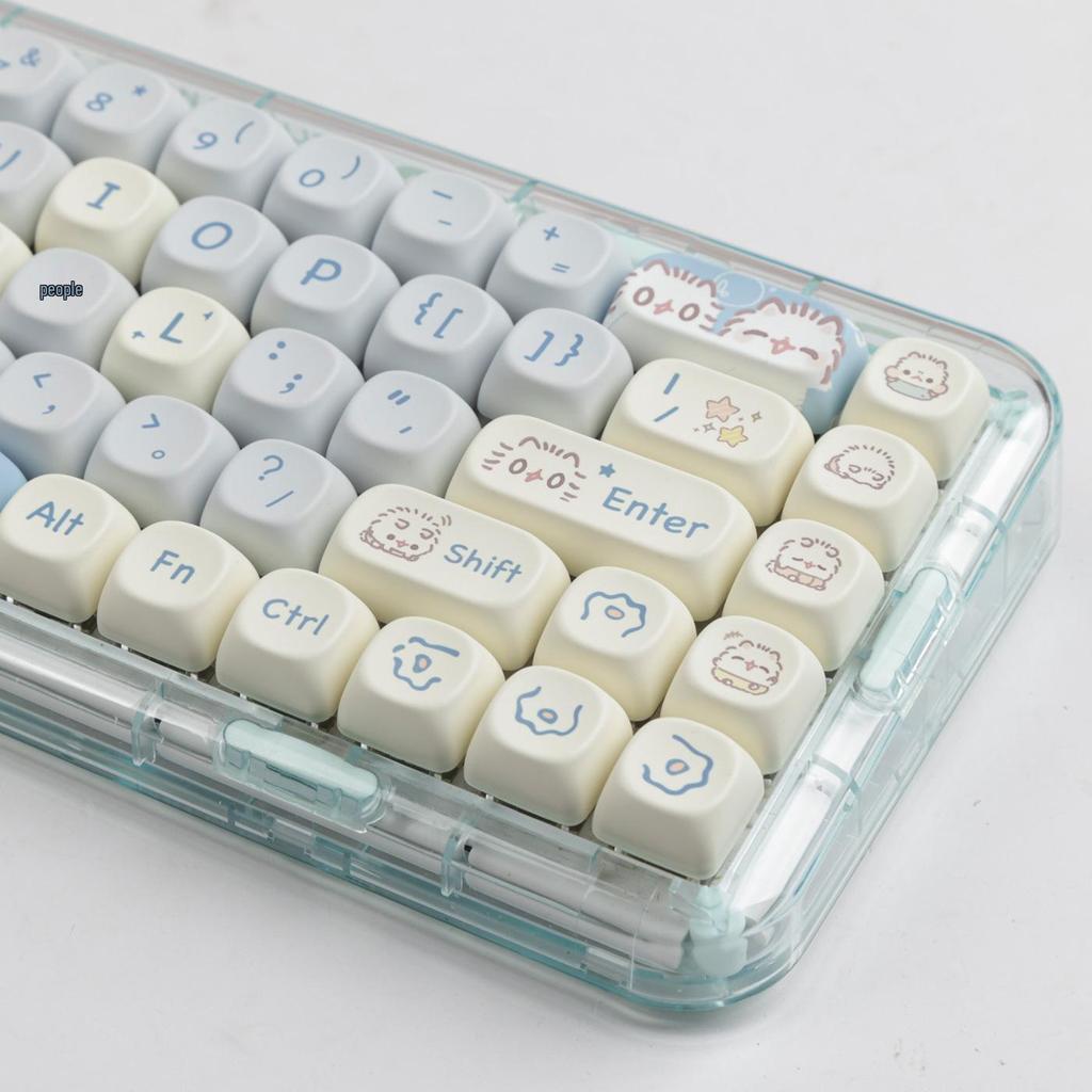 Ice Cream Bear Blue Cartoon Keycap Set - Cute MOA 75/98 Key Mechanical Keyboard Caps