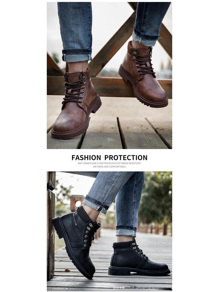 Men's High-Top Anti-Smash, Anti-Puncture, Non-Slip, Water-Repellent Work Boots for Outdoor, Wear-Resistant and Comfortable for Long-Standing.