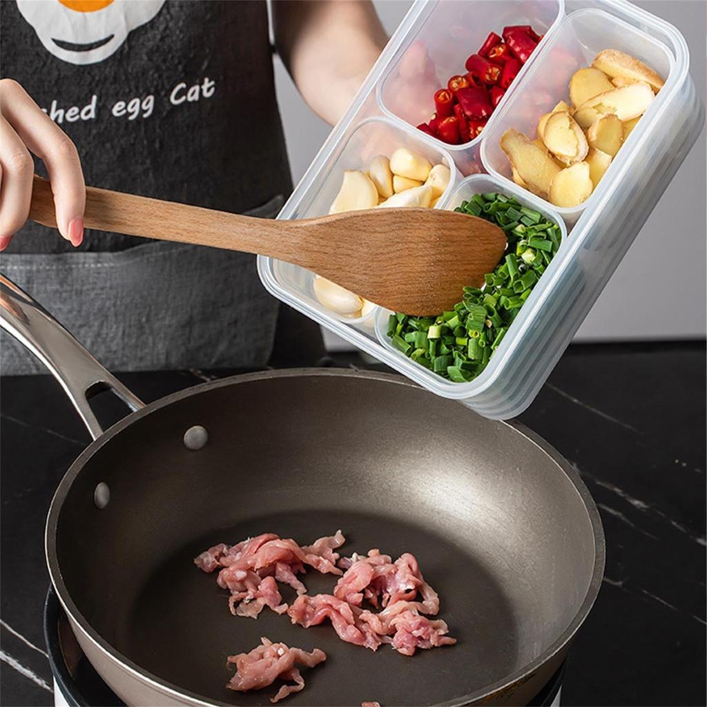 Geteilte Servierplatte mit Deckel mit 4 Fächern Charcuterie-Behälter Kühlschrank-Organizer für Kontrollbehälter Meal Prep