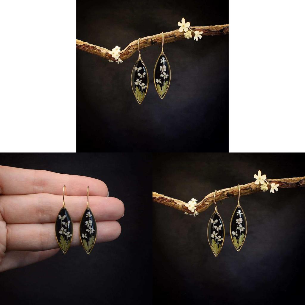 Fairy Style Plant Flower Resin Earrings With Copper Material For Gift And Daily Wear