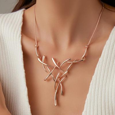 Catena Clavicola Ramo Albero Geometrico Irregolare Corno di Alce Personalizzato da Donna Collana Versatile di Alta Gamma