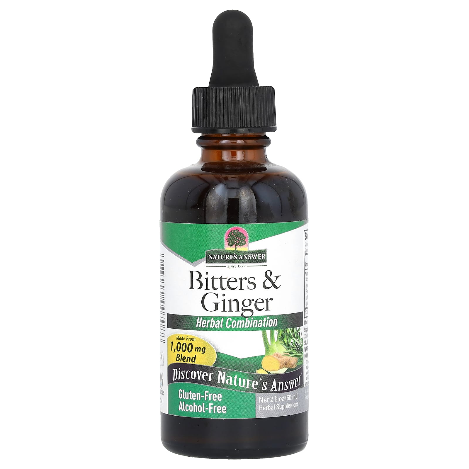 

Nature S Answer, Bitter & Ginger, Alcohol Free, 1,000Mg, 60Ml(2Fl Oz)