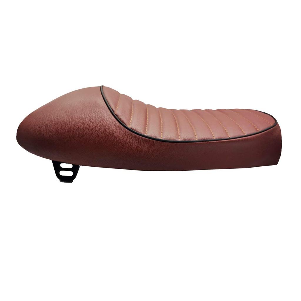 ONGMEIL Vintage Retro Cafe Racer Seat for and Kawasaki Yamaha Suzuki and Kawazaki KZ Yamaha, Suzuki, CL, SR, XJ, GS, (Stripe, Brown)