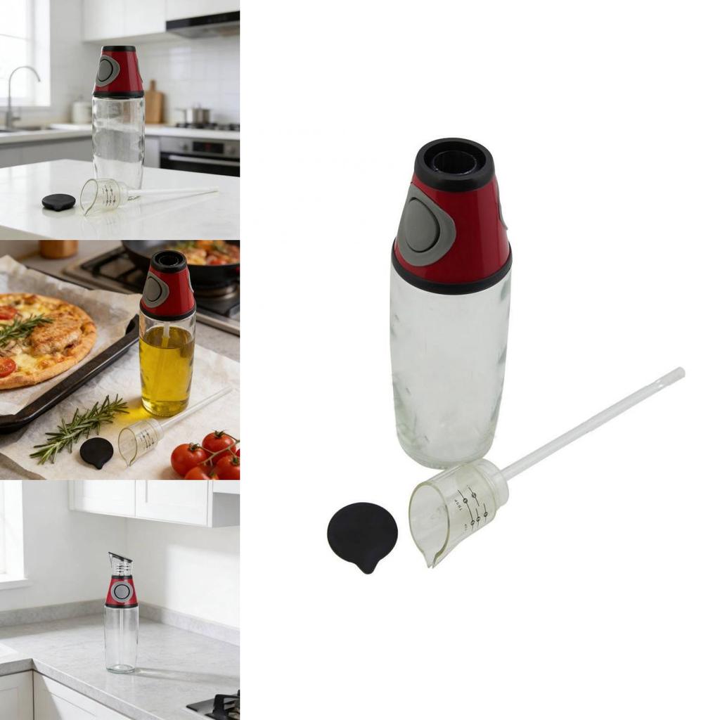 Refillable Oil Push Bottle With Measurement Markings For Home Kitchen And Cooking